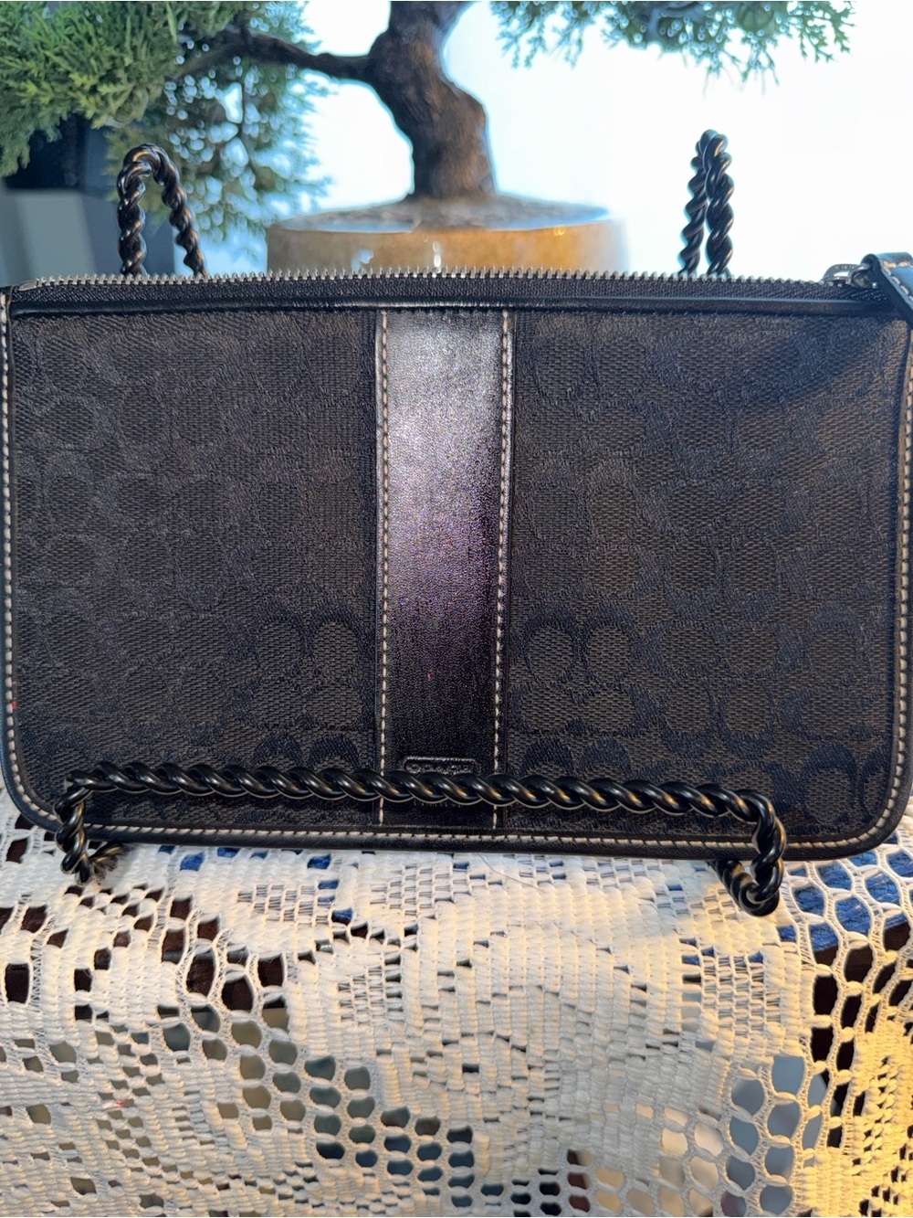 Coach Black Signature Jacquard Zip Pouch/Wristlet. Y2K